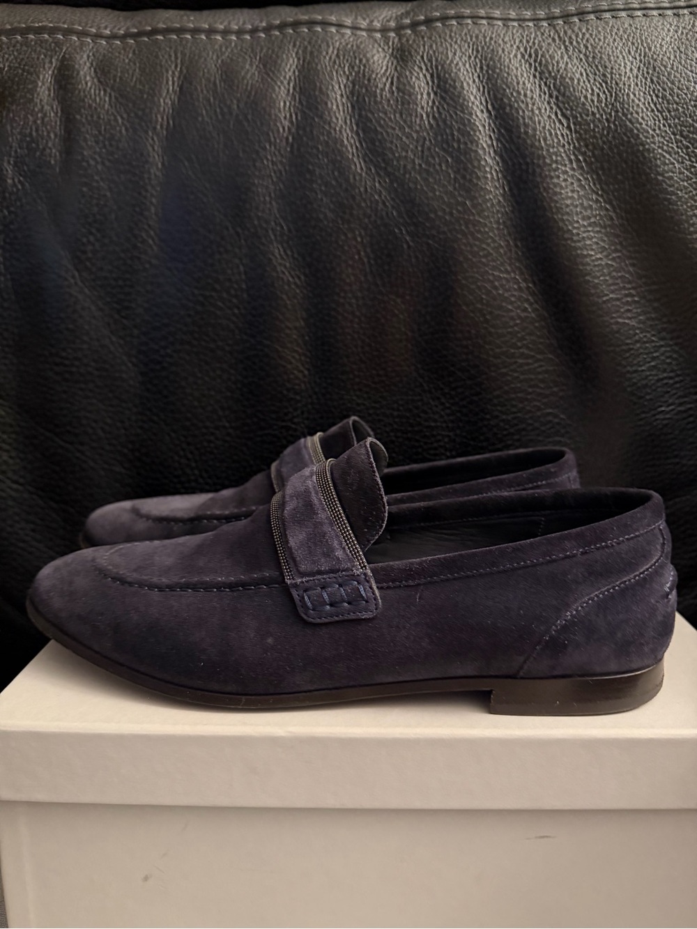 Brunello Cucinelli navy suede Women's Penny loafer - Picture 9 of 16